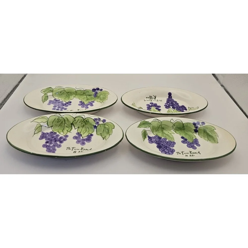 Vintage Olive Oil Ceramic‎ Plate Of The Tuscan Estates Of Ruffino Grape Vines...
